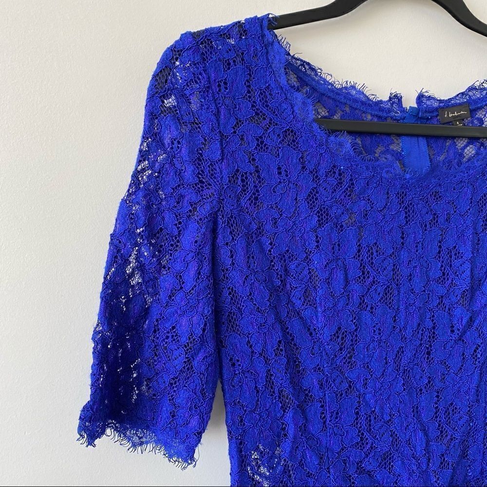 T.BABATON Barrett Lace Colt Blue Peplum Top - Picture 4 of 8